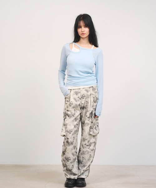 Nora Lily elle(ノラリリーエル)の「【Nora Lily】「elle」Design Cut L/S Pull Top Set(Tシャツ/カットソー・レディース・ブラック/チャコールグレー/サックスブルー・FREE)」の13枚目の写真