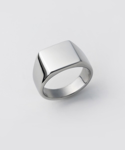 WYZ surgical stainless(ダブリューワイジィーサージカルステンレス)の「【 金属アレルギー対応 】印台リング サージカルステンレス(リング・メンズ・ゴールド/ブラック/シルバー・16号/18号/20号)」の3枚目の写真