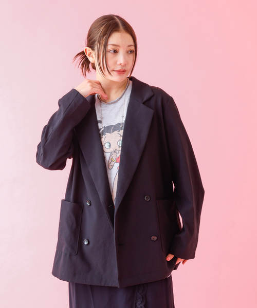 Rouge vif la cle（ルージュヴィフラクレ）の「【Le Melange/ル・メランジュ】スラブタッチドライジャケット【WEB限定】（テーラードジャケット・レディース・オレンジ系その他/ブラック/ベージュ・フリー）」の19枚目の写真