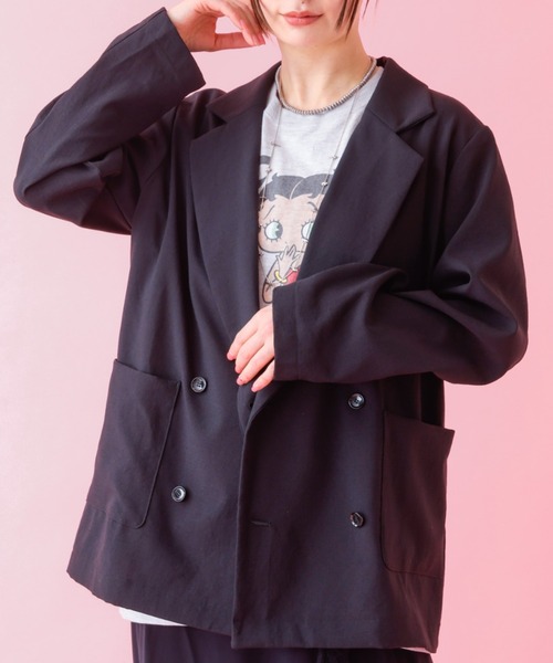 Rouge vif la cle（ルージュヴィフラクレ）の「【Le Melange/ル・メランジュ】スラブタッチドライジャケット【WEB限定】（テーラードジャケット・レディース・オレンジ系その他/ブラック/ベージュ・フリー）」の2枚目の写真