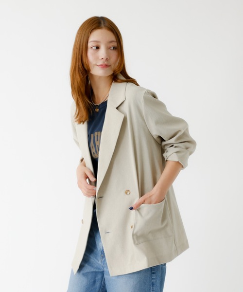 Rouge vif la cle（ルージュヴィフラクレ）の「【Le Melange/ル・メランジュ】スラブタッチドライジャケット【WEB限定】（テーラードジャケット・レディース・オレンジ系その他/ブラック/ベージュ・フリー）」の8枚目の写真