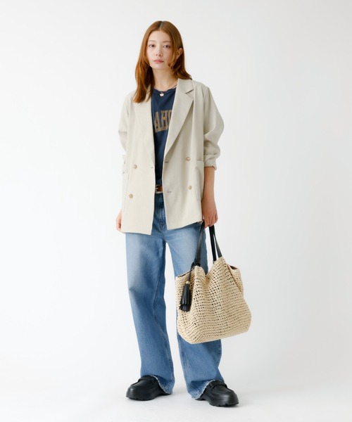 Rouge vif la cle（ルージュヴィフラクレ）の「【Le Melange/ル・メランジュ】スラブタッチドライジャケット【WEB限定】（テーラードジャケット・レディース・オレンジ系その他/ブラック/ベージュ・フリー）」の6枚目の写真