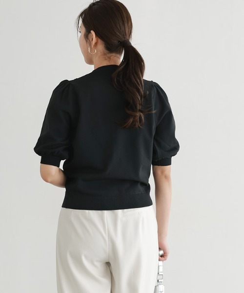 ATELIER-PIERROT黒ボレロカーディガン Pierrot（ピエロ）の「コード刺繍ニットカーディガン