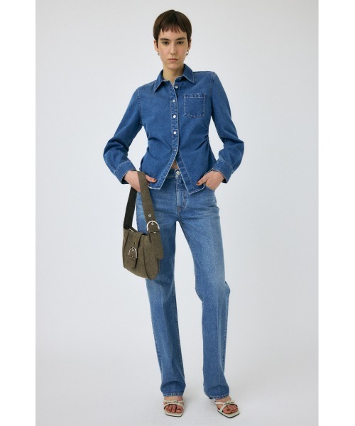 MOUSSY(マウジー)の「WAIST FIT DENIM シャツ(シャツ/ブラウス・レディース・ホワイト/ブルー/ワンウォッシュ・FREE)」の5枚目の写真