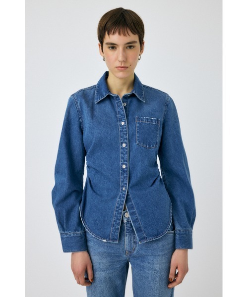 MOUSSY(マウジー)の「WAIST FIT DENIM シャツ(シャツ/ブラウス・レディース・ホワイト/ブルー/ワンウォッシュ・FREE)」の9枚目の写真