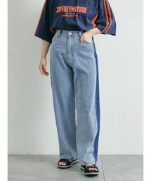 デニム配色ラインパンツ