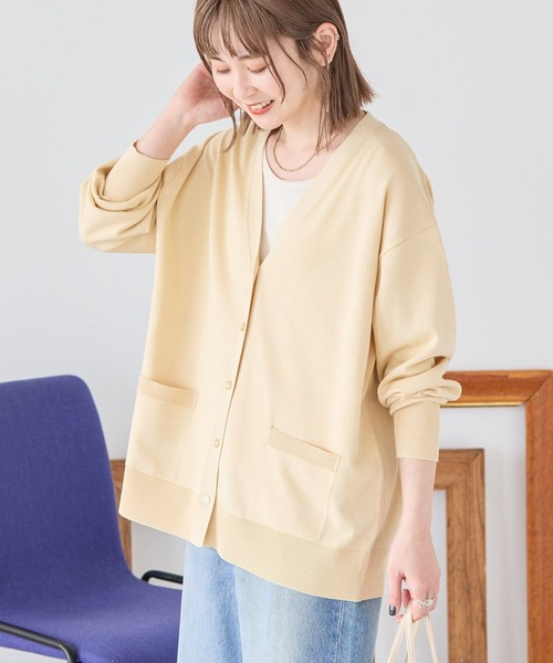 AMERICAN HOLIC（アメリカンホリック）の「Vネックポケット付きカーディガン（カーディガン/ボレロ・レディース・ネイビー/その他12/ホワイト系その他2/ブラック・FREE）」の2枚目の写真