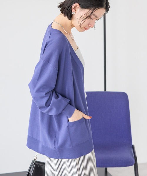 AMERICAN HOLIC（アメリカンホリック）の「Vネックポケット付きカーディガン（カーディガン/ボレロ・レディース・ネイビー/その他12/ホワイト系その他2/ブラック・FREE）」の16枚目の写真