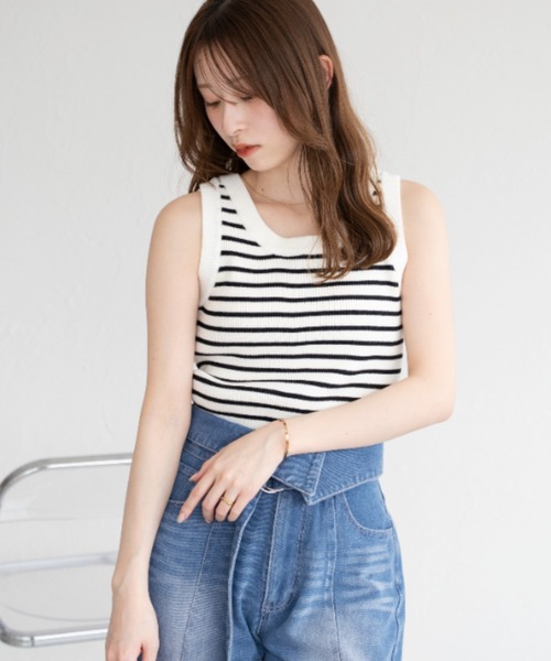alo リブ編み タンクトップ ライトブルーM リブタンクトップ - ライトブルー - レディース | H&M JP