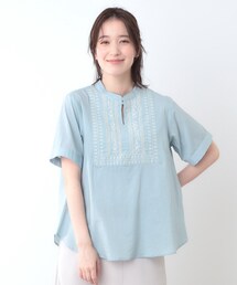 【SETUP可/コットン100%/インド綿/刺繍入り】デザインブラウス