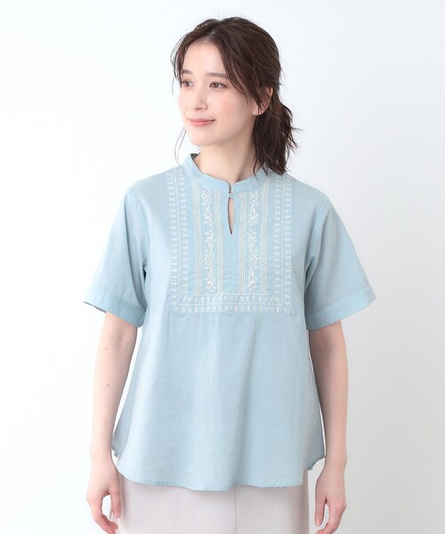 LAURA ASHLEY(ローラアシュレイ)の「【SETUP可/コットン100%/インド綿/刺繍入り】デザインブラウス(シャツ/ブラウス・レディース・ベージュ/チャコールグレー/ライトグレー系9・38)」の16枚目の写真