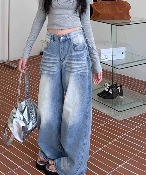 Miniministore(ミニミニストア)の「ウォッシュ加工デニムパンツ ワイドデニム(デニムパンツ・レディース・ブルー・XL/L/M/S)」の20枚目の写真