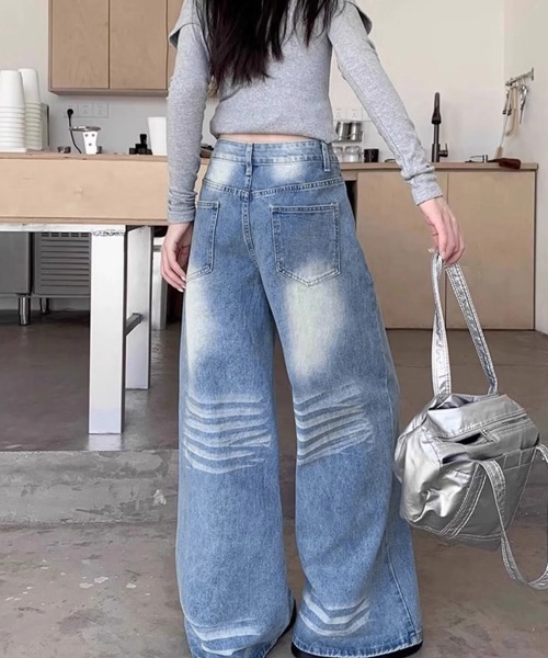 Miniministore(ミニミニストア)の「ウォッシュ加工デニムパンツ ワイドデニム(デニムパンツ・レディース・ブルー・XL/L/M/S)」の21枚目の写真