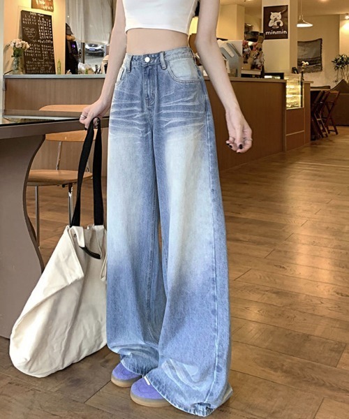 Miniministore(ミニミニストア)の「ウォッシュ加工デニムパンツ ワイドデニム(デニムパンツ・レディース・ブルー・XL/L/M/S)」の16枚目の写真