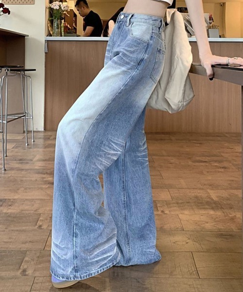 Miniministore(ミニミニストア)の「ウォッシュ加工デニムパンツ ワイドデニム(デニムパンツ・レディース・ブルー・XL/L/M/S)」の13枚目の写真