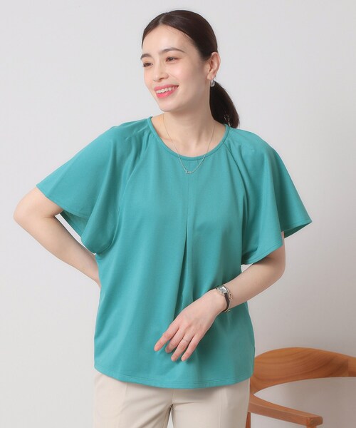 ITS'DEMO（イッツデモ）の「◆【吸水速乾／洗濯機OK／洗濯後しわになりにくい】カットミラノタックプルオーバー（Tシャツ/カットソー・レディース・ブラック/ブルーグリーン/レッド系/オフホワイト/サックスブルー・00）」の20枚目の写真