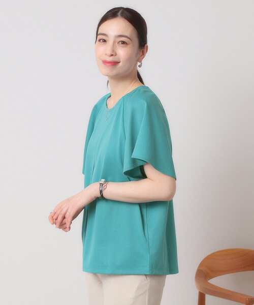 ITS'DEMO（イッツデモ）の「◆【吸水速乾／洗濯機OK／洗濯後しわになりにくい】カットミラノタックプルオーバー（Tシャツ/カットソー・レディース・ブラック/ブルーグリーン/レッド系/オフホワイト/サックスブルー・00）」の19枚目の写真