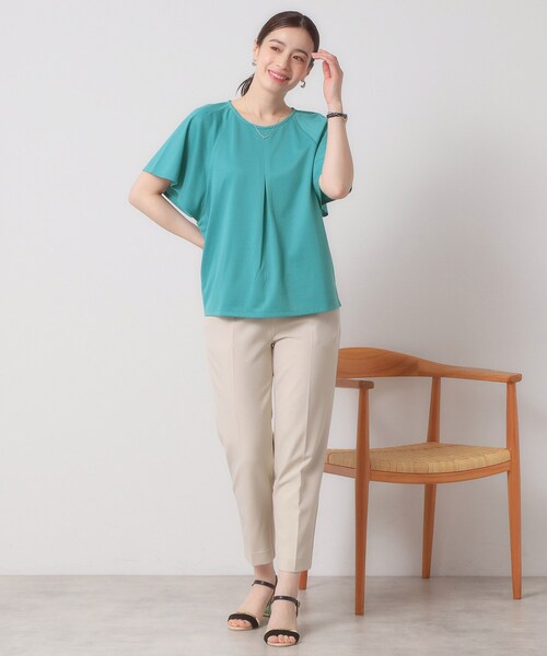 ITS'DEMO（イッツデモ）の「◆【吸水速乾／洗濯機OK／洗濯後しわになりにくい】カットミラノタックプルオーバー（Tシャツ/カットソー・レディース・ブラック/ブルーグリーン/レッド系/オフホワイト/サックスブルー・00）」の18枚目の写真