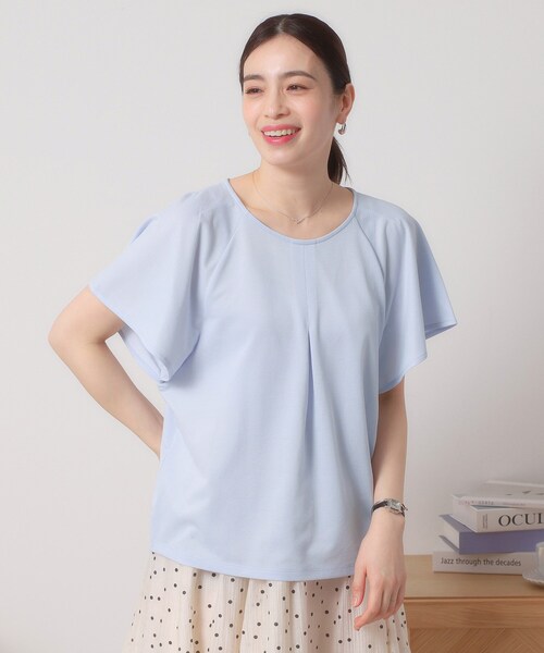 ITS'DEMO（イッツデモ）の「◆【吸水速乾／洗濯機OK／洗濯後しわになりにくい】カットミラノタックプルオーバー（Tシャツ/カットソー・レディース・ブラック/ブルーグリーン/レッド系/オフホワイト/サックスブルー・00）」の15枚目の写真