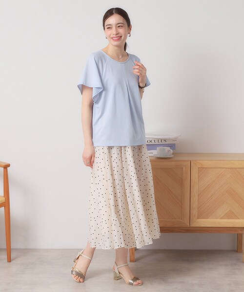 ITS'DEMO（イッツデモ）の「◆【吸水速乾／洗濯機OK／洗濯後しわになりにくい】カットミラノタックプルオーバー（Tシャツ/カットソー・レディース・ブラック/ブルーグリーン/レッド系/オフホワイト/サックスブルー・00）」の14枚目の写真