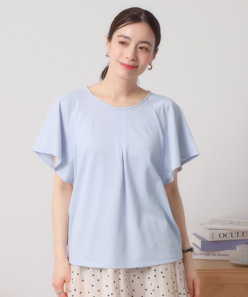 ITS'DEMO（イッツデモ）の「◆【吸水速乾／洗濯機OK／洗濯後しわになりにくい】カットミラノタックプルオーバー（Tシャツ/カットソー・レディース・ブラック/ブルーグリーン/レッド系/オフホワイト/サックスブルー・00）」の12枚目の写真