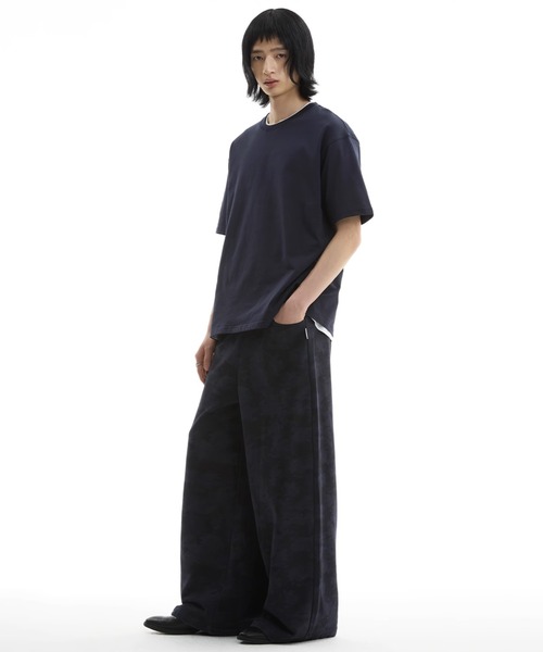 カモフラージュスウェットパンツ ウォッシュ加工 ワイド