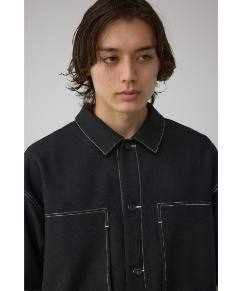 AZUL by moussy(アズールバイマウジー)の「アウトステッチブッチャーシャツ(シャツ/ブラウス・メンズ・グレー/ライトブラウン/ブラック・LARGE/MEDIUM)」の4枚目の写真