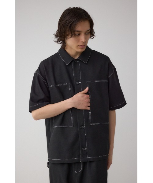 AZUL by moussy(アズールバイマウジー)の「アウトステッチブッチャーシャツ(シャツ/ブラウス・メンズ・グレー/ライトブラウン/ブラック・LARGE/MEDIUM)」の5枚目の写真