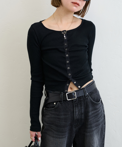 U by SPICK&SPAN（ユーバイスピックアンドスパン）の「《追加2》シフォンテレコカットトップス（Tシャツ/カットソー・レディース・ホワイト/キャメル/レッド/ブラック/ブルー・FREE）」の9枚目の写真