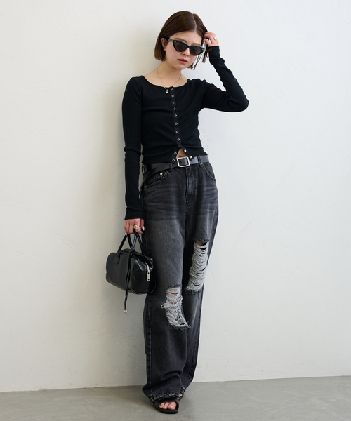 U by SPICK&SPAN（ユーバイスピックアンドスパン）の「《追加2》シフォンテレコカットトップス（Tシャツ/カットソー・レディース・ホワイト/キャメル/レッド/ブラック/ブルー・FREE）」の11枚目の写真