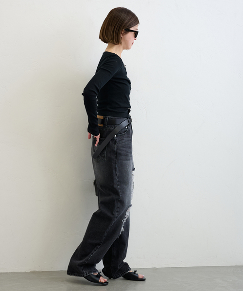 U by SPICK&SPAN（ユーバイスピックアンドスパン）の「《追加2》シフォンテレコカットトップス（Tシャツ/カットソー・レディース・ホワイト/キャメル/レッド/ブラック/ブルー・FREE）」の12枚目の写真