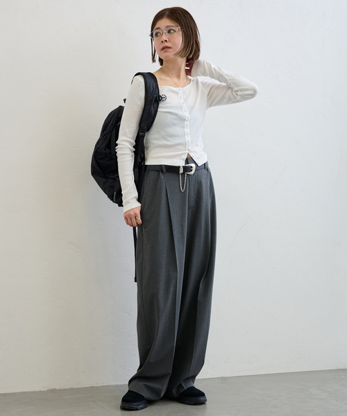 U by SPICK&SPAN（ユーバイスピックアンドスパン）の「《追加2》シフォンテレコカットトップス（Tシャツ/カットソー・レディース・ホワイト/キャメル/レッド/ブラック/ブルー・FREE）」の19枚目の写真