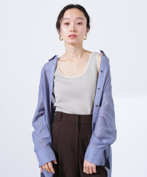 N.(N. Natural Beauty Basic)(エヌエヌナチュラルビューティーベーシック)の「シアートリムタンクトップ(タンクトップ・レディース・ブラック/ベージュ/オフホワイト・MEDIUM)」の3枚目の写真