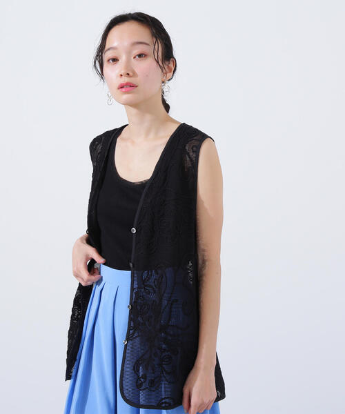 N.(N. Natural Beauty Basic)(エヌエヌナチュラルビューティーベーシック)の「シアートリムタンクトップ(タンクトップ・レディース・ブラック/ベージュ/オフホワイト・MEDIUM)」の1枚目の写真