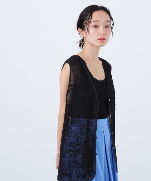 N.(N. Natural Beauty Basic)(エヌエヌナチュラルビューティーベーシック)の「シアートリムタンクトップ(タンクトップ・レディース・ブラック/ベージュ/オフホワイト・MEDIUM)」の4枚目の写真