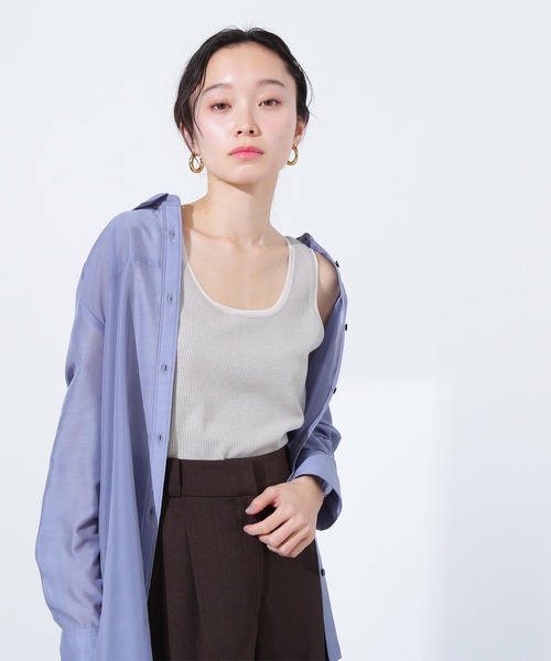 N.(N. Natural Beauty Basic)(エヌエヌナチュラルビューティーベーシック)の「シアートリムタンクトップ(タンクトップ・レディース・ブラック/ベージュ/オフホワイト・MEDIUM)」の8枚目の写真