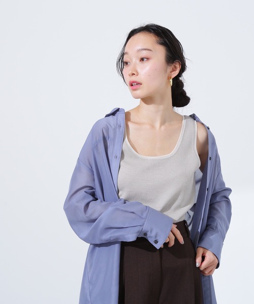 N.(N. Natural Beauty Basic)(エヌエヌナチュラルビューティーベーシック)の「シアートリムタンクトップ(タンクトップ・レディース・ブラック/ベージュ/オフホワイト・MEDIUM)」の9枚目の写真