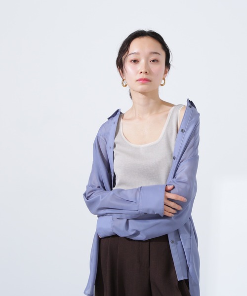 N.(N. Natural Beauty Basic)(エヌエヌナチュラルビューティーベーシック)の「シアートリムタンクトップ(タンクトップ・レディース・ブラック/ベージュ/オフホワイト・MEDIUM)」の10枚目の写真