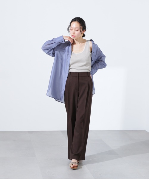 N.(N. Natural Beauty Basic)(エヌエヌナチュラルビューティーベーシック)の「シアートリムタンクトップ(タンクトップ・レディース・ブラック/ベージュ/オフホワイト・MEDIUM)」の12枚目の写真