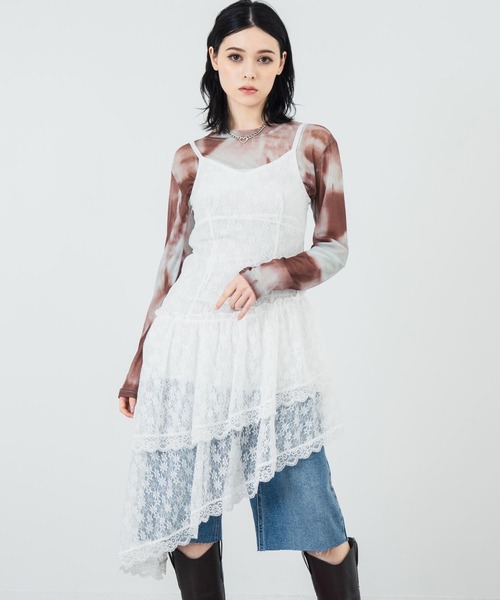 ANAP（アナップ）の「レースフリルミニキャミワンピース（ワンピース・レディース・ホワイト/ブラック・FREE）」の9枚目の写真