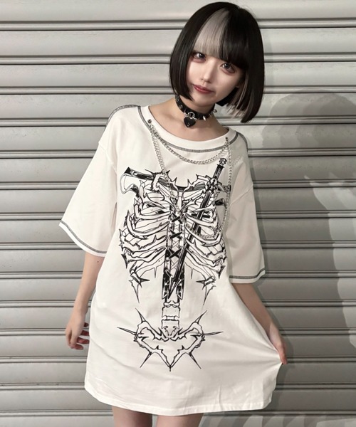 tシャツ A'GEM/9 × .kom 「AOSPACE」 ツインスカル半袖Tシャツ レディース メンズ A'GEM/9 × .kom 『AOSPACE』 ツインスカル半袖Tシャツ