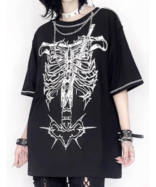 A'GEM/9 × .kom 『AOSPACE』ステッチスカル半袖Tシャツ（Tシャツ