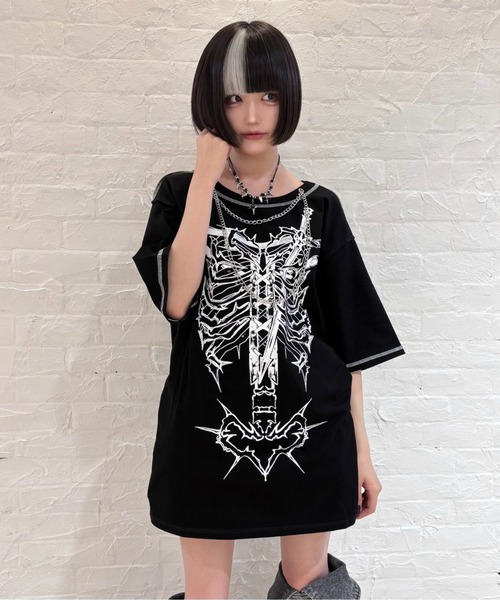 A'GEM/9 × .kom 『AOSPACE』ステッチスカル半袖Tシャツ（Tシャツ