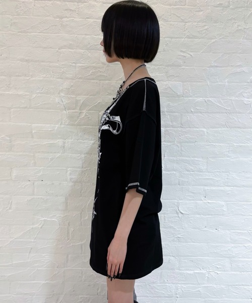 A'GEM/9 × .kom 『AOSPACE』ステッチスカル半袖Tシャツ（Tシャツ