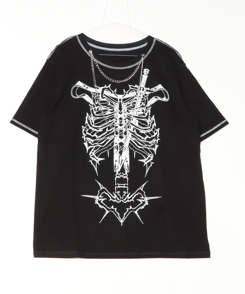 A'GEM/9 × .kom 『AOSPACE』ステッチスカル半袖Tシャツ（Tシャツ