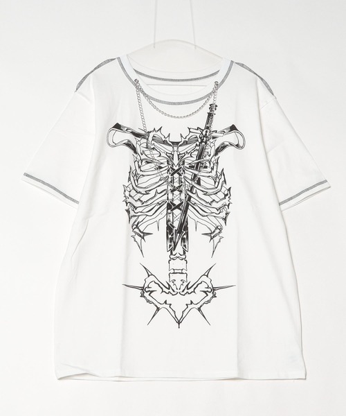 A'GEM/9 × .kom 『AOSPACE』ステッチスカル半袖Tシャツ（Tシャツ