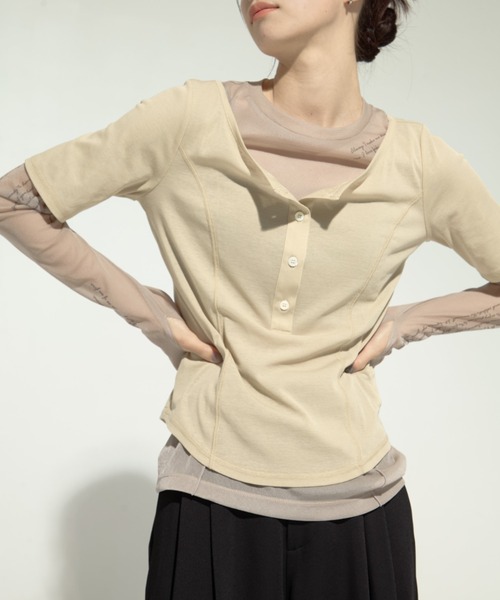 STUDIOUS/ステュディオス】Tattoo Skin Mesh Top/タトゥースキン