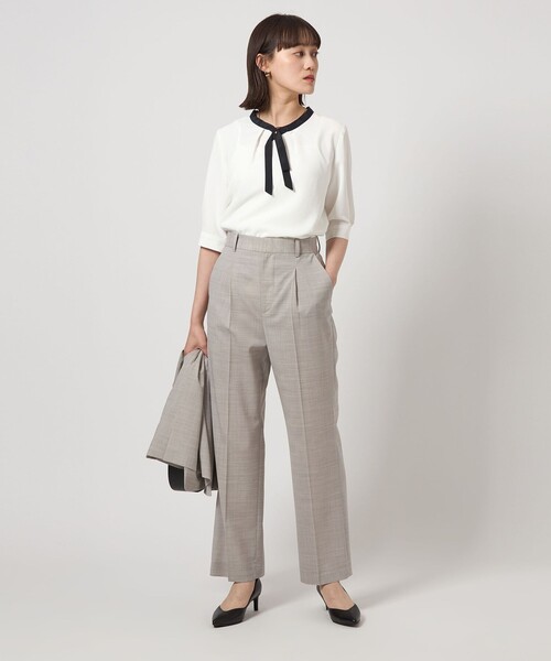 【WHITE】ホソボウタイ 5分袖 ブラウス green label relaxing（グリーンレーベルリラクシング）の