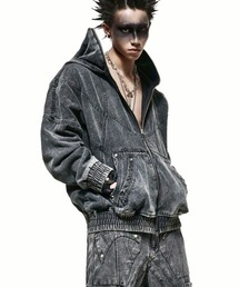 RICH(リッチ)の【RICH】Hoodie Ninja Denim Wash / 【リッチ】ダーティーウォッシュデニムジップアップ(デニムジャケット)