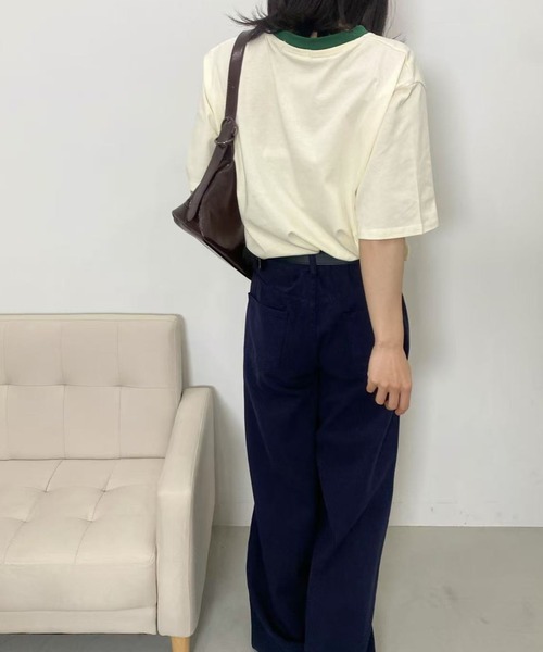mebole(メボレ)の「アメリカンコントラストカラーロゴTシャツ(Tシャツ/カットソー・レディース・ネイビー/グレー/アイボリー/ホワイト・FREE)」の14枚目の写真